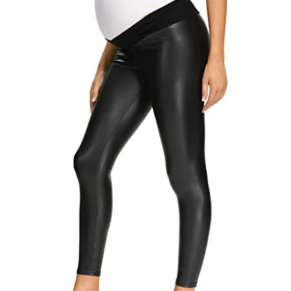 Foucome Maternity Faux Leather Leggings-Underbelly Small